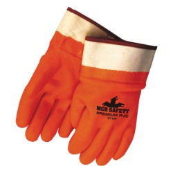 FLUORESCENT PVC GLOVES FOAM LINED FULLY COATE-MCR SAFETY-127-6710F
