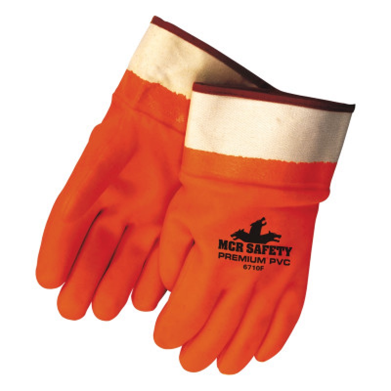 FLUORESCENT PVC GLOVES FOAM LINED FULLY COATE-MCR SAFETY-127-6710F