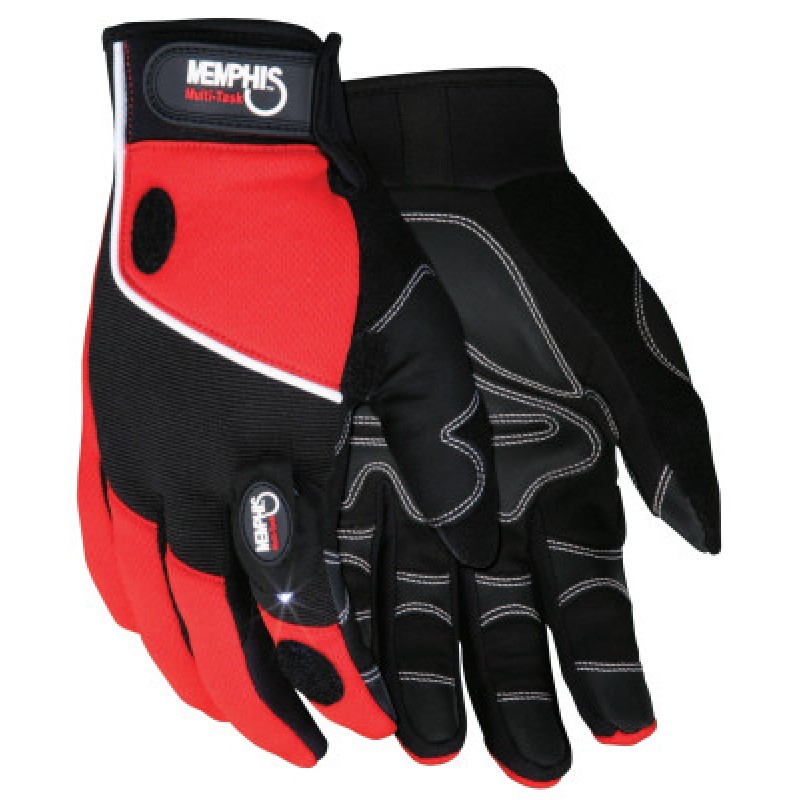 MULTI-TASK RED SPANDEX-SYNTHETIC LEATHER- WITH-MCR SAFETY-127-924L