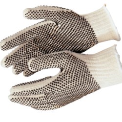 COTTON/POLYESTER NATURALPVC DOTS 2 SIDES LARGE-MCR SAFETY-127-9660LM
