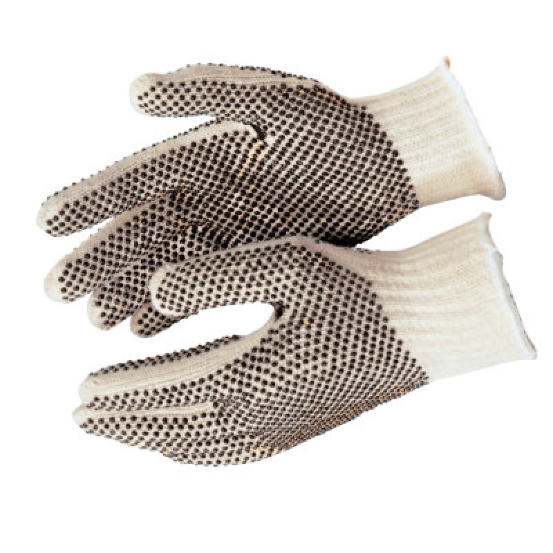 COTTON/POLYESTER NATURALPVC DOTS 2 SIDES LARGE-MCR SAFETY-127-9660LM