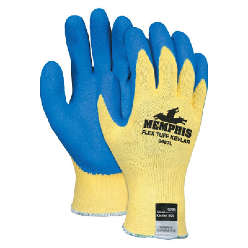 BEAR KAT 13GA KEVLAR BLUE LATEX DIP PALM/FINGERS-MCR SAFETY-127-9687L