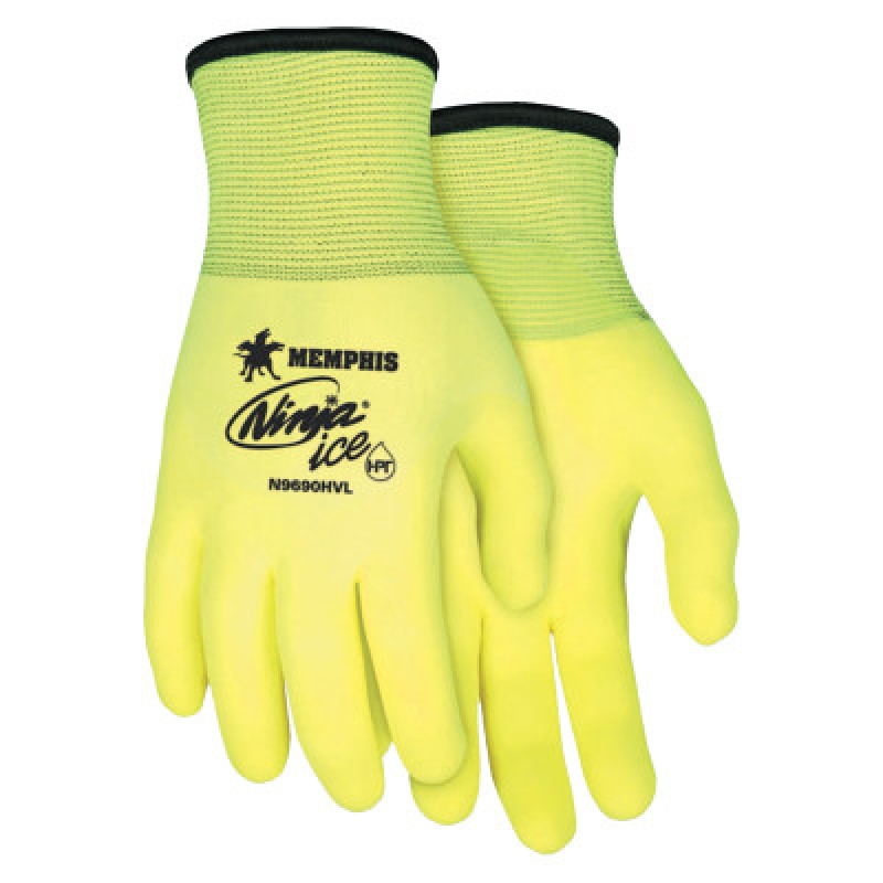 NINJA ICE 7GA ACRYLIC HIVIS LIME PALM/FINGERTIP-MCR SAFETY-127-N9690HVL