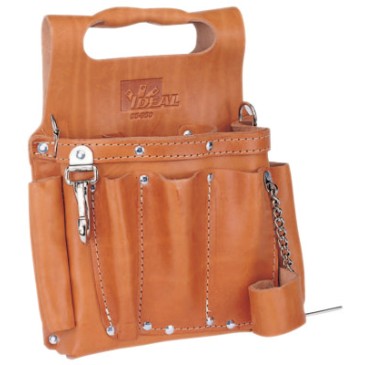 PREMIUM LEATHER TOOL POUCH W/ SHOULDER STRAP-IDEAL IND.-131-35-950