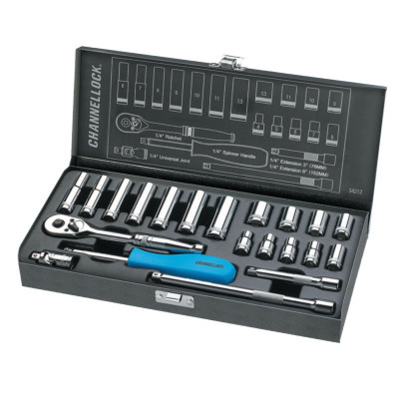 21PC 1/4" DR METRIC SOCKET SET  METAL BOX-CHANNELLOCK INC-140-34212