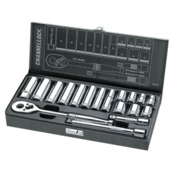 18PC 3/8" DR METRIC SOCKET SET  METAL BOX-CHANNELLOCK INC-140-38182