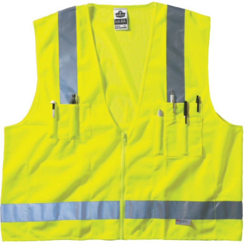 LIME SURVEYOR VEST SOLID/MESH ZIP-ERGODYNE-150-21425