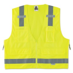 LIME SURVEYOR VEST SOLID/MESH ZIP-ERGODYNE-150-21427