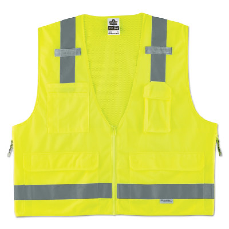 LIME SURVEYOR VEST SOLID/MESH ZIP-ERGODYNE-150-21427
