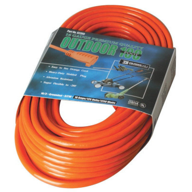 100' 16/3 SJTW-A ORANGEEXT. CORD 3-COND. ROU-COLEMAN CABLE-172-02309