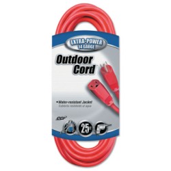 25' 14/3 SJTW-A RED EXTCORD 125V-COLEMAN CABLE-172-02407