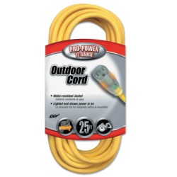 25' 12/3 SJTW YELLOW EXTENSION CORD LIGHTED END-COLEMAN CABLE-172-02587-88-02