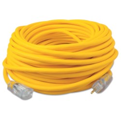 100' YEL 12/3 RUBBER SJOOW UL EXT CORD W/LIT END-COLEMAN CABLE-172-036890002