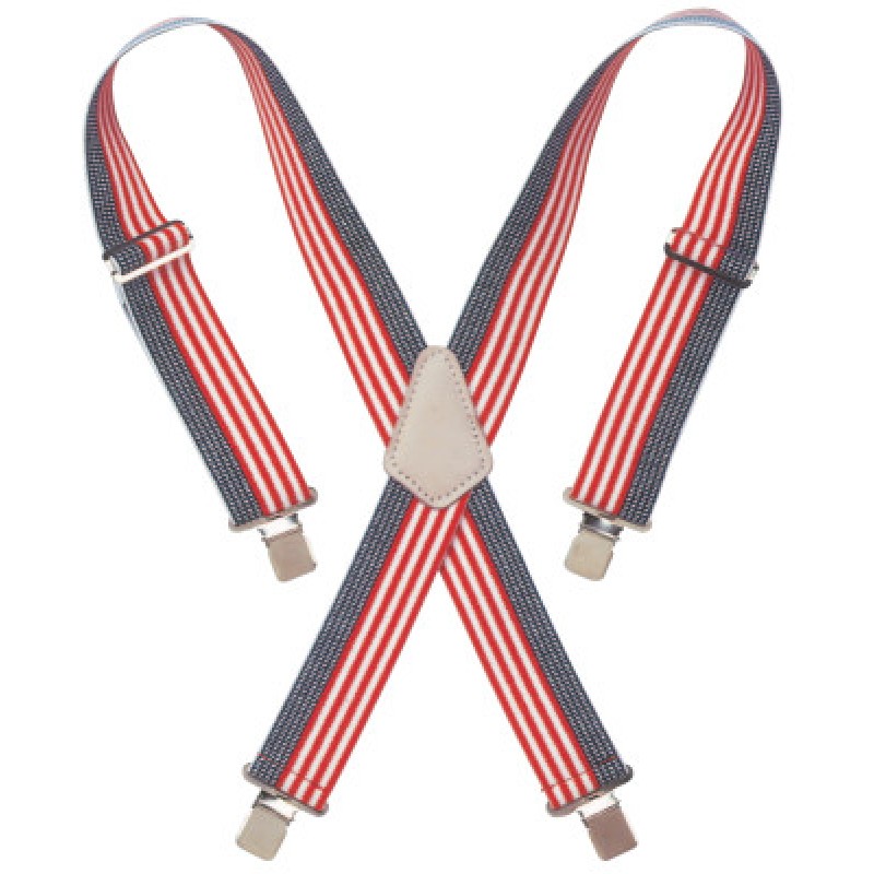 RED-WHITE-& BLUE 2" WIDEWORK SUSPENDERS-CUSTOM LEAT*201-201-110USA