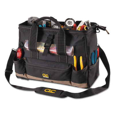 23 POCKET - 16" TOTE BAGW/ TOP-SIDE PLASTIC TRA-CUSTOM LEAT*201-201-1534