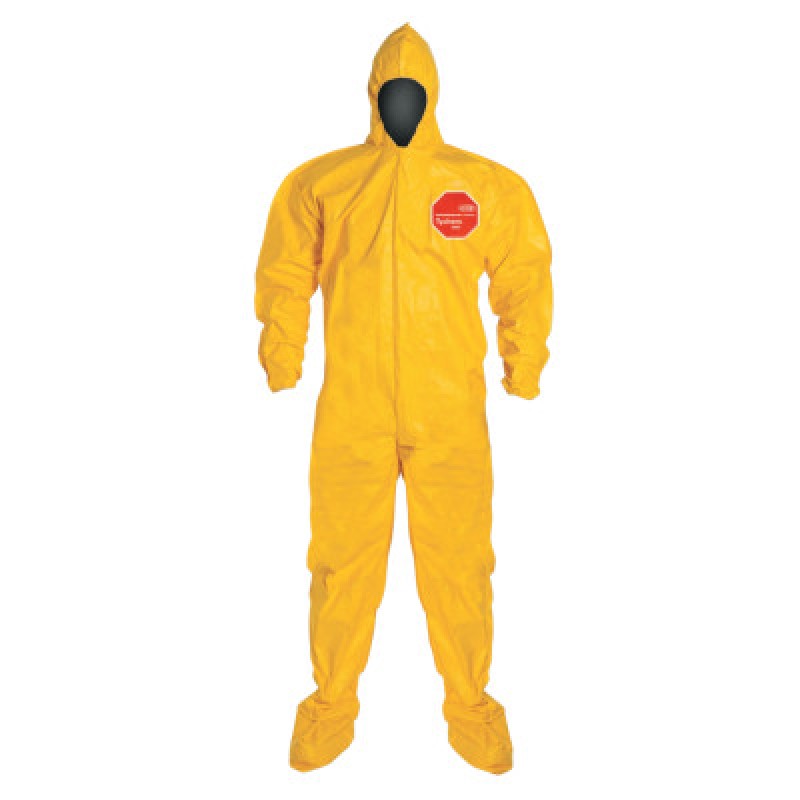 YELLOW TYCHEM QC COVERALL ZIP FT ATT SOCKS 2XL-DUPONT PERSONA-251-QC122B-2XL