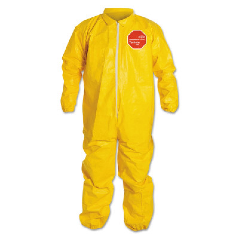 YELLOW TYCHEM QC COVERALL ZIP FRT ELAS ANKLE/WRI-DUPONT PERSONA-251-QC125S-XL