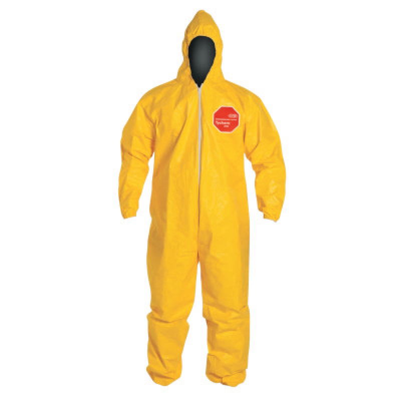 TYCHEM QC COVERALL YELLOW ZIP FT SG HD ELA WRIST-DUPONT PERSONA-251-QC127S-L