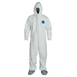 TYVEK COVERALLS ZIP FRTATT. HOOD SKID RST BOOTS-DUPONT PERSONA-251-TY122S-5XL