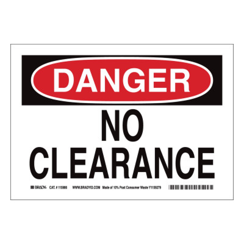 B563 10X14 DANGER SIGN NO OVERCOAT-BRADY WORLDWIDE-262-116151