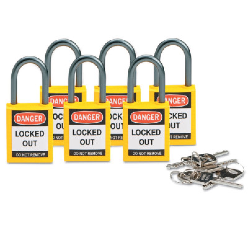 COMPACT SFTY PADLOCK YELLOW PK/6 EA-BRADY WORLDWIDE-262-118930