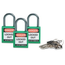 COMPACT SAFETY PADLOCK GREEN KA 3/PK-BRADY WORLDWIDE-262-118955