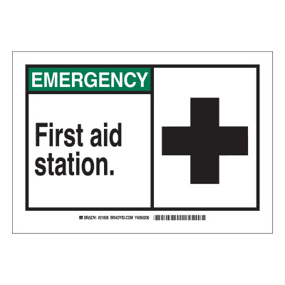 B401 7H X 10W ANSI BLK GRN/WHT FIRST AID-BRADY WORLDWIDE-262-21806