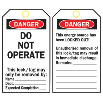 LOCKOUT TAGS  B-851  5 3/4INH X 3INW-BRADY WORLDWIDE-262-66050