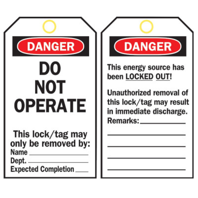 LOCKOUT TAGS  B-851  5 3/4INH X 3INW-BRADY WORLDWIDE-262-66050