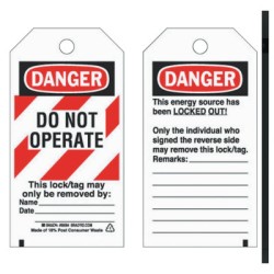 LOCKOUT TAGS  B-851  5 3/4INH X 3INW-BRADY WORLDWIDE-262-66064