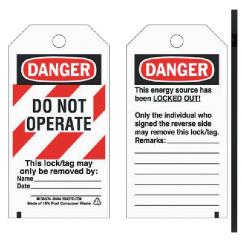 LOCKOUT TAGS  B-851  5 3/4INH X 3INW-BRADY WORLDWIDE-262-66064