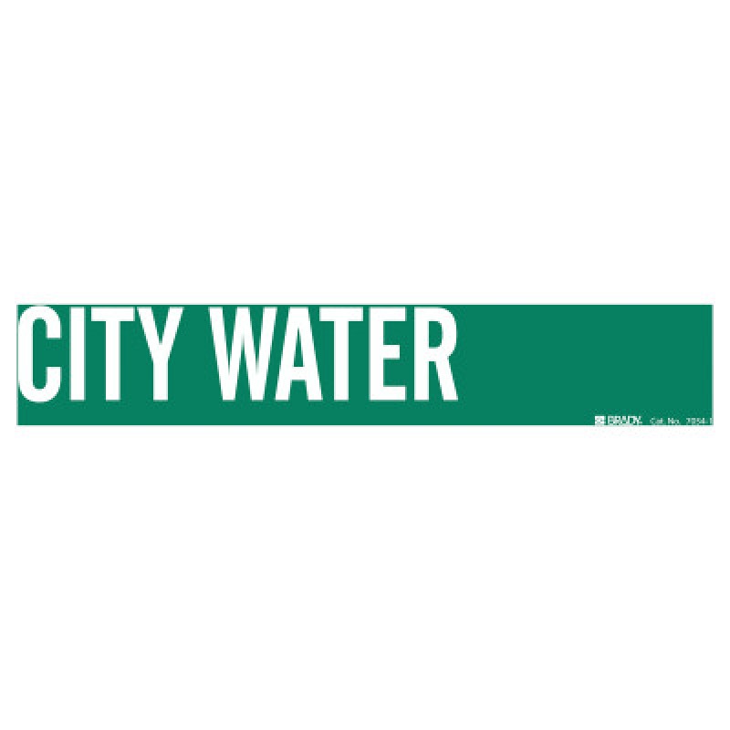 GREEN SELF STICKING "CITY WATER" PIPE MARKER-BRADY WORLDWIDE-262-7054-1