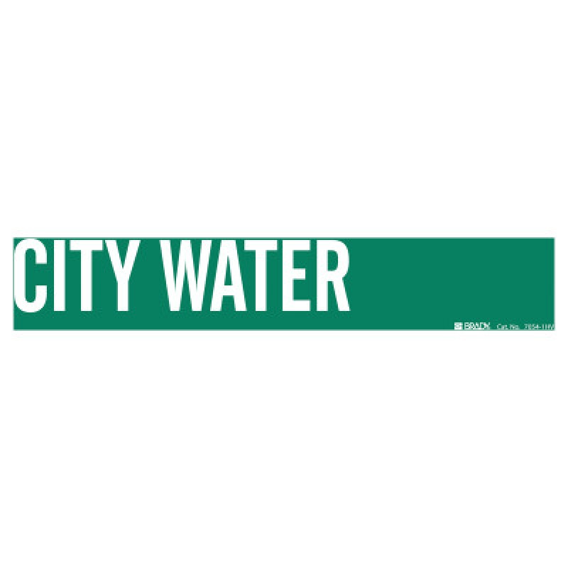 GREEN SELF STICKING "CITY WATER" PIPE MARKER-BRADY WORLDWIDE-262-7054-1HV