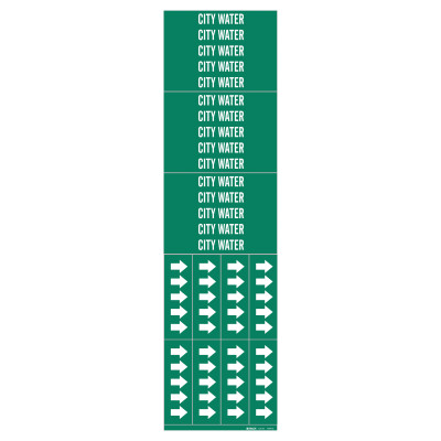 SELF-STICKING PIPE MARKER  CITY WATER-BRADY WORLDWIDE-262-7054-3C