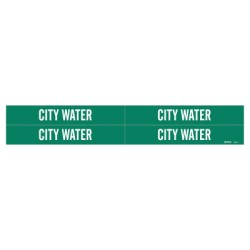GREEN SELF STICKING "CITY WATER" PIPE MARKER-BRADY WORLDWIDE-262-7054-4