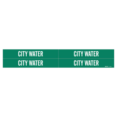 GREEN SELF STICKING "CITY WATER" PIPE MARKER-BRADY WORLDWIDE-262-7054-4