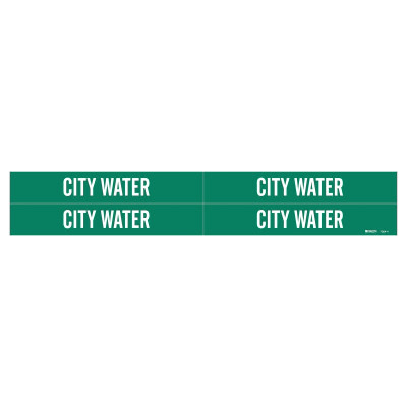 GREEN SELF STICKING "CITY WATER" PIPE MARKER-BRADY WORLDWIDE-262-7054-4