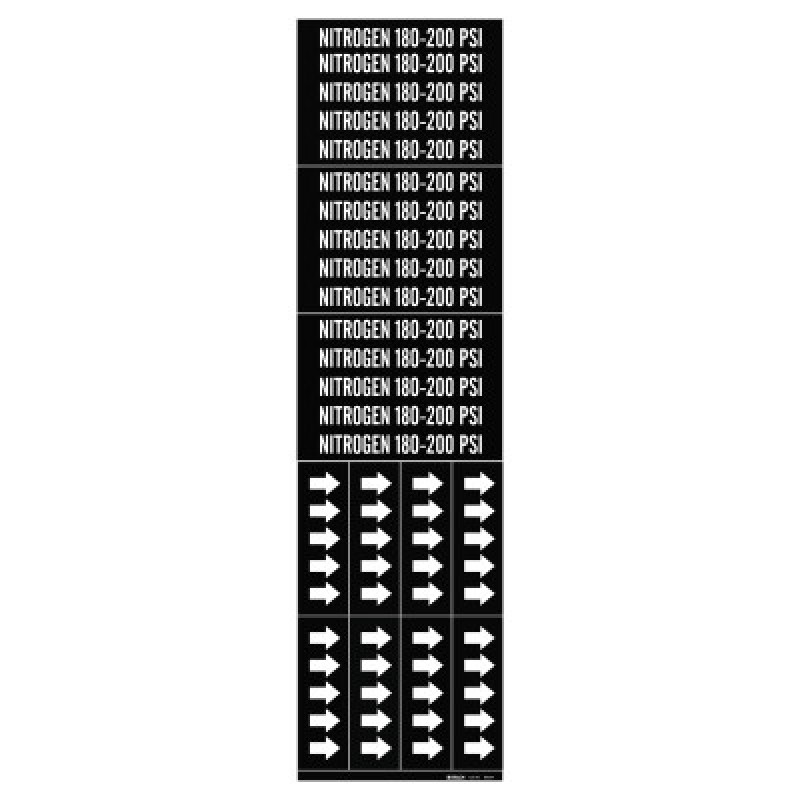 NITROGEN 180-200PSI GASPIPE MARKER FOR 3/4" DIA-BRADY WORLDWIDE-262-86334