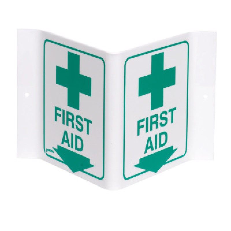 STANDARD INVIN SIGN  FIRST AID W/PICTO  GRN/WHT-BRADY WORLDWIDE-262-V1FA03A