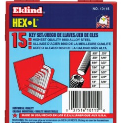 15PC. INCH L-WRENCH HEXKEY SET SHORT ARM W-EKLIND TOOL COM-269-10115