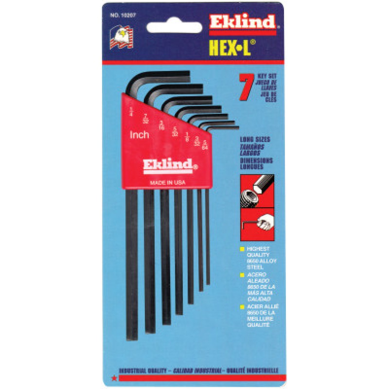 7PC. INCH L-WRENCH HEX KEY SET LONG ARM-EKLIND TOOL COM-269-10207