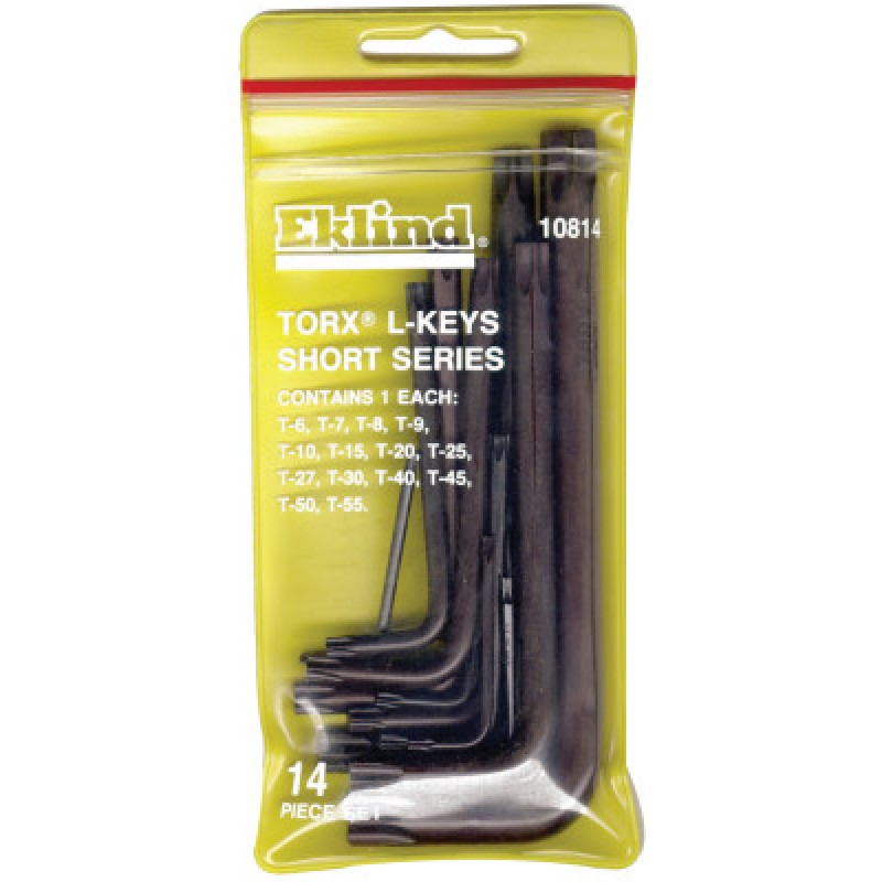 14-PC SHORT ARM TORX L-KEY SET W/POUCH-EKLIND TOOL COM-269-10814