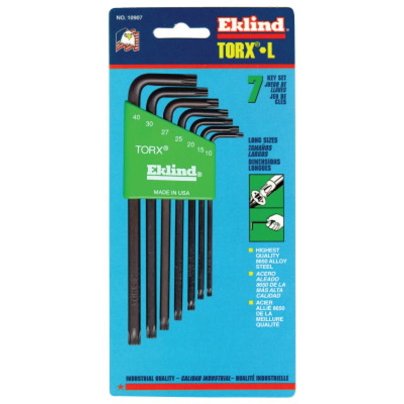 7-PC TORX LONG ALLEN WRENCH SET W/HOLDER  T-EKLIND TOOL COM-269-10907