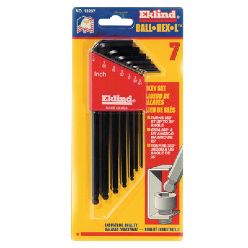7-PC BALL-HEX-L-WRENCH KEY SET LONG SERIES-EKLIND TOOL COM-269-13207