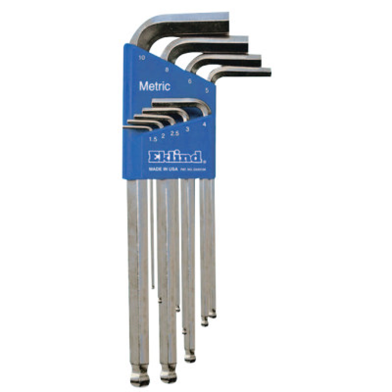 BALL-HEX-L KEY SET - BRIGHT 9PC. SET 1.5MM-10MM-EKLIND TOOL COM-269-13709