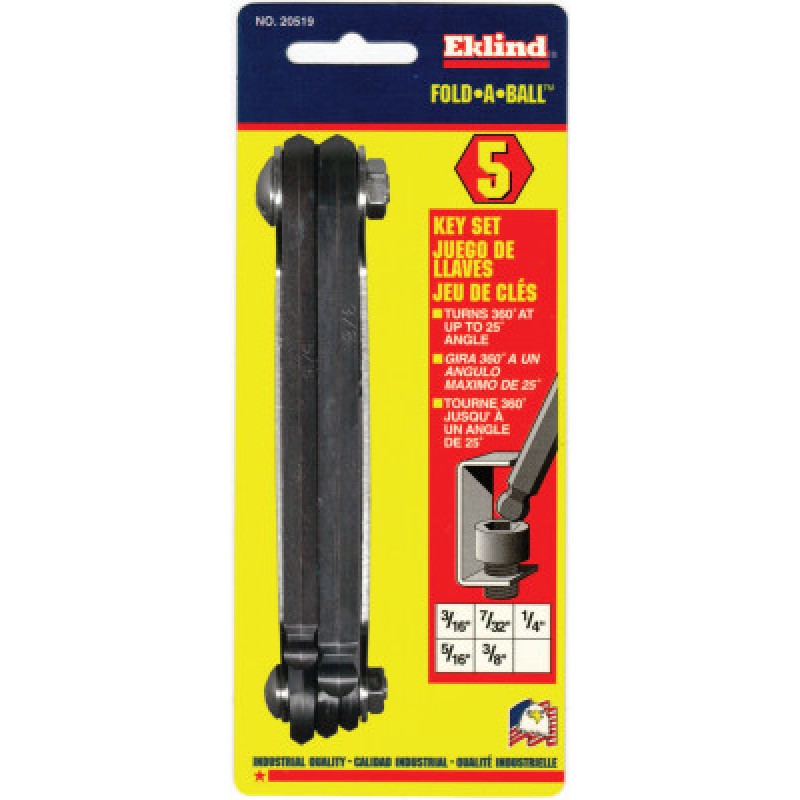 5.3(LARGE) 5-PC. FOLD-A-BALL FOLD-UP KEY-EKLIND TOOL COM-269-20519