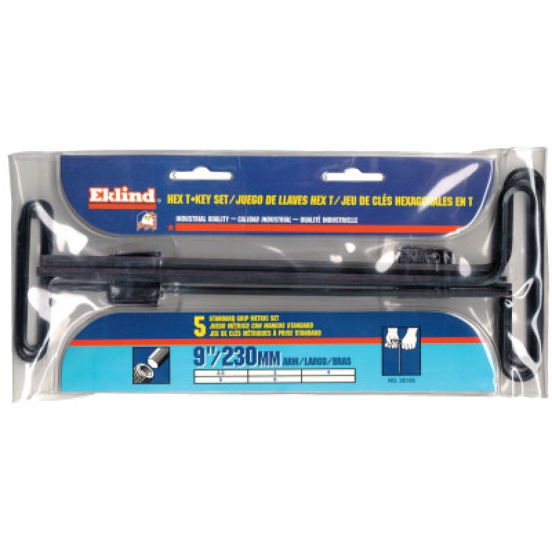 9" 5PC METRIC T-HANDLE HEX KEY SET-EKLIND TOOL COM-269-35195