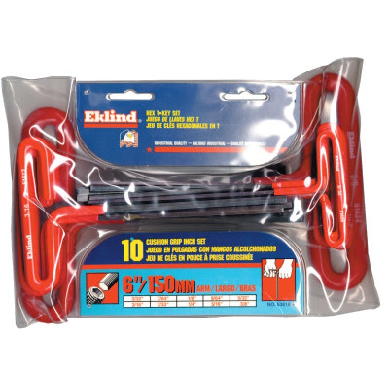 3/32" - 3/8" T-HANDLE HEX KIT W/POUCH 10-EKLIND TOOL COM-269-53610