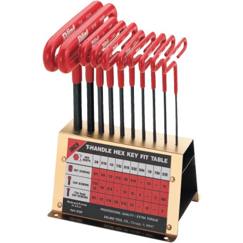 8PC. 6" METRIC T-HANDLEHEX KEY SET W/CUSHION G-EKLIND TOOL COM-269-56168
