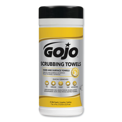 GOJO SCRUBBING WIPES 25COUNT CANISTER-GOJO-315-6383-06